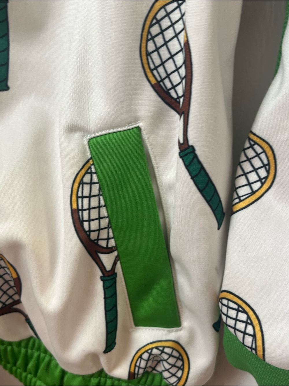 Mini Rodini Tennis Racket Track Jacket Green Cream - Picture 8 of 9